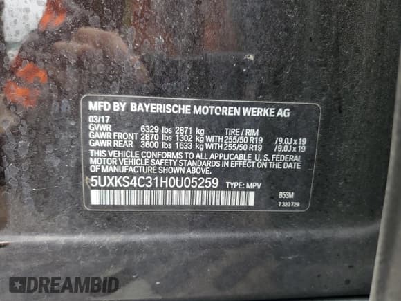 ✅ 2017 BMW X5 xDrive35d • VIN: 5UXKS4C31H0U05259 • Лот: 69351975. Опубликован ранее на Copart с пробегом 133 685 миль. Бесплатный доступ к архиву аукционных продаж из США и подробный отчёт об истории автомобиля на DreamBid. Изображение 12.