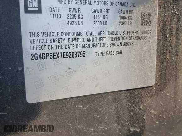 ✅ 2014 Buick Regal Premium I • VIN: 2G4GP5EX7E9203795 • Лот: 68252445. Опубликован ранее на Copart с пробегом 89 295 миль. Бесплатный доступ к архиву аукционных продаж из США и подробный отчёт об истории автомобиля на DreamBid. Изображение 12.