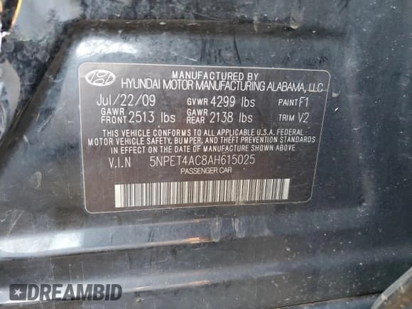 ✅ 2010 Hyundai Sonata GLS • VIN: 5NPET4AC8AH615025 • Лот: 74237474. Опубликован ранее на Copart с пробегом 228 845 миль. Бесплатный доступ к архиву аукционных продаж из США и подробный отчёт об истории автомобиля на DreamBid. Изображение 12.