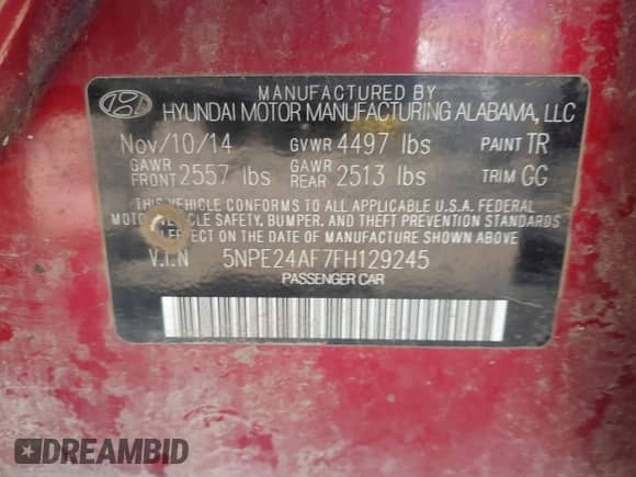 2015 Hyundai Sonata SE с VIN 5NPE24AF7FH129245, выставлен на аукционе IAAI как лот 43583432 с пробегом 181 393 миль миль и . История ставок и продаж доступна на DreamBid. Изображение 9.