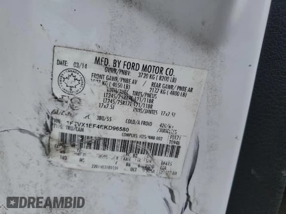 ✅ 2014 Ford F-150 XL • VIN: 1FTVX1EF4EKD96580 • Lot: 55666825. Listed on Copart with 404,957 mi. Free auction sales archive from the USA and detailed vehicle history report at DreamBid. Image 12.