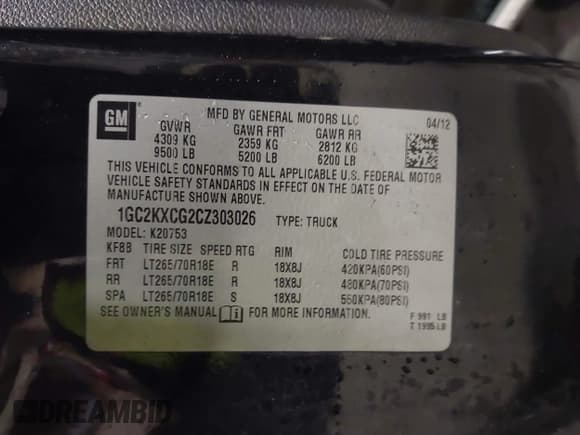 ✅ 2012 Chevrolet Silverado 2500HD LT • VIN: 1GC2KXCG2CZ303026 • Lot: 41877707. Wystawiony na IAAI z przebiegiem 251 672 mil. Bezpłatny archiwum sprzedaży aukcyjnych z USA i szczegółowy raport historii pojazdu na DreamBid. Zdjęcie 9.