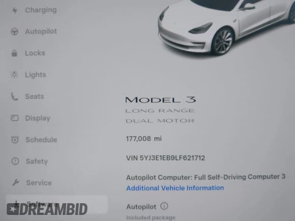 ✅ 2020 Tesla Model 3 Long Range • VIN: 5YJ3E1EB9LF621712 • Lot: 43666600. Wystawiony na IAAI z przebiegiem 177 008 mil. Bezpłatny archiwum sprzedaży aukcyjnych z USA i szczegółowy raport historii pojazdu na DreamBid. Zdjęcie 7.