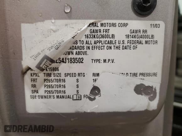 ✅ 2004 Chevrolet Suburban LS • VIN: 1GNFK16Z54J183502 • Лот: 88063775. Опубликован ранее на Copart с пробегом 216 913 миль. Бесплатный доступ к архиву аукционных продаж из США и подробный отчёт об истории автомобиля на DreamBid. Изображение 13.