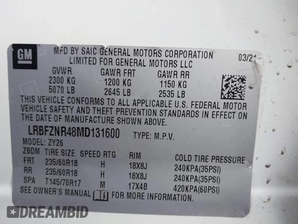 ✅ 2021 Buick Envision Essence • VIN: LRBFZNR48MD131600 • Lot: 42353208. Listed on IAAI with 54,556 mi. Free auction sales archive from the USA and detailed vehicle history report at DreamBid. Image 9.