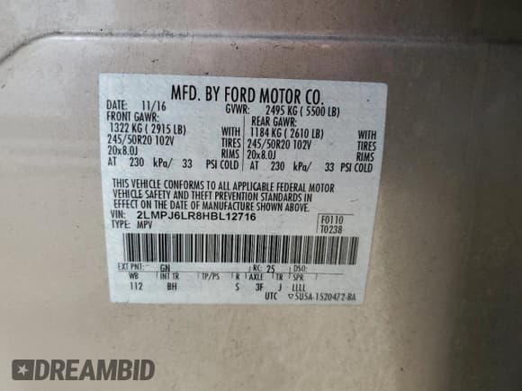 ✅ 2017 Lincoln MKX Reserve • VIN: 2LMPJ6LR8HBL12716 • Lot: 85778365. Listed on Copart with 64,282 mi. Free auction sales archive from the USA and detailed vehicle history report at DreamBid. Image 13.