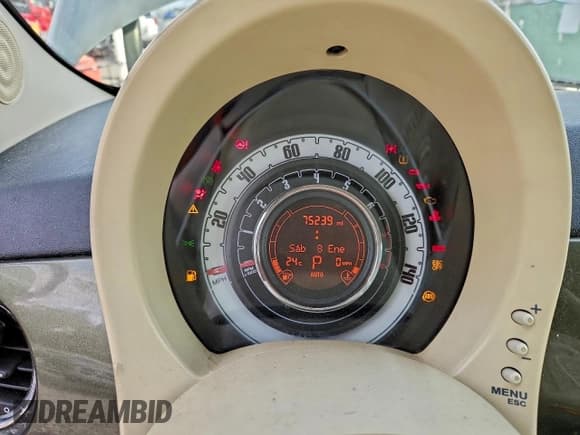 ✅ 2012 FIAT 500 Pop • VIN: 3C3CFFDR5CT340697 • Lot: 96313475. Listed on Copart with 75,239 mi. Free auction sales archive from the USA and detailed vehicle history report at DreamBid. Image 9.