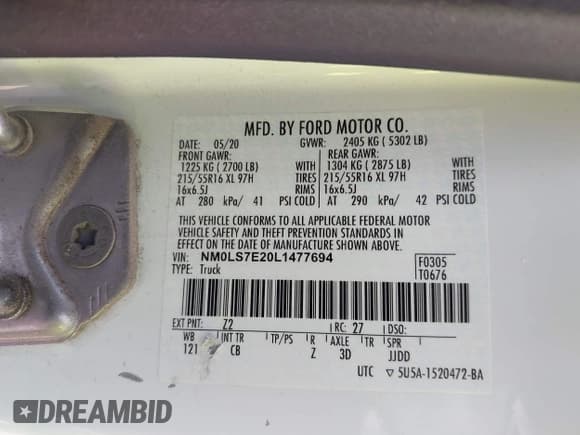 ✅ 2020 Ford Transit Connect XL • VIN: NM0LS7E20L1477694 • Lot: 42387559. Listed on IAAI with 84,029 mi. Free auction sales archive from the USA and detailed vehicle history report at DreamBid. Image 9.