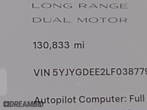 ✅ 2020 Tesla Model Y Long Range • VIN: 5YJYGDEE2LF038779 • Лот: 43094855. Опубликован ранее на IAAI с пробегом 130 833 миль. Бесплатный доступ к архиву аукционных продаж из США и подробный отчёт об истории автомобиля на DreamBid. Изображение 15.