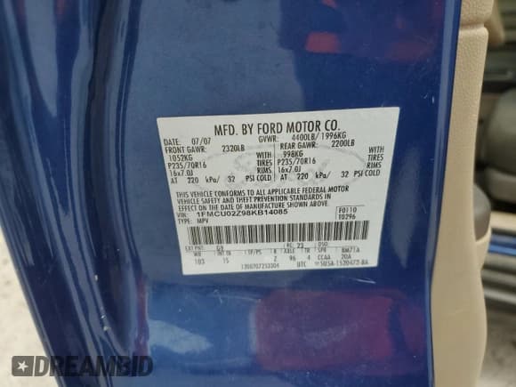 ✅ 2008 Ford Escape XLS • VIN: 1FMCU02Z98KB14085 • Lot: 58335845. Listed on Copart with 191,313 mi. Free auction sales archive from the USA and detailed vehicle history report at DreamBid. Image 13.