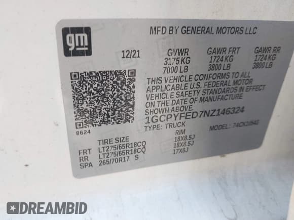 ✅ 2022 Chevrolet Silverado 1500 LT Trail Boss • VIN: 1GCPYFED7NZ146324 • Lot: 42416840. Wystawiony na IAAI z przebiegiem 69 309 mil. Bezpłatny archiwum sprzedaży aukcyjnych z USA i szczegółowy raport historii pojazdu na DreamBid. Zdjęcie 9.