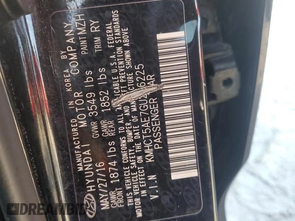 ✅ 2016 Hyundai Accent SE • VIN: KMHCT5AE7GU296225 • Лот: 77474554. Опубликован ранее на Copart с пробегом 152 617 миль. Бесплатный доступ к архиву аукционных продаж из США и подробный отчёт об истории автомобиля на DreamBid. Изображение 13.