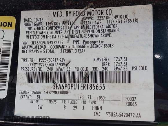 ✅ 2014 Ford Fusion SE Luxury • VIN: 3FA6P0PU1ER185655 • Lot: 42565668. Listed on IAAI with 211,854 mi. Free auction sales archive from the USA and detailed vehicle history report at DreamBid. Image 9.