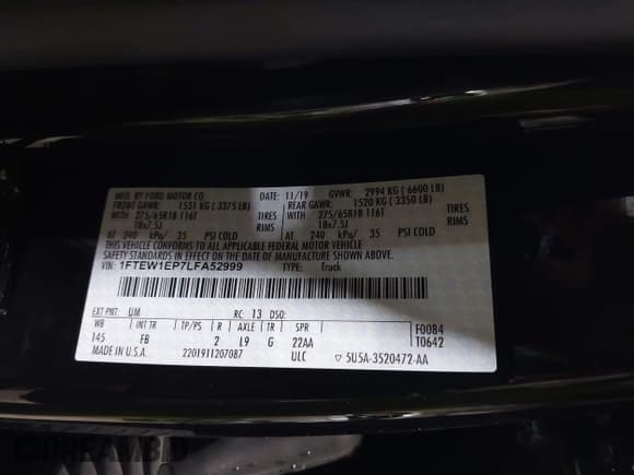 ✅ 2020 Ford F-150 XL • VIN: 1FTEW1EP7LFA52999 • Lot: 42395772. Wystawiony na IAAI z przebiegiem 75 709 mil. Bezpłatny archiwum sprzedaży aukcyjnych z USA i szczegółowy raport historii pojazdu na DreamBid. Zdjęcie 9.