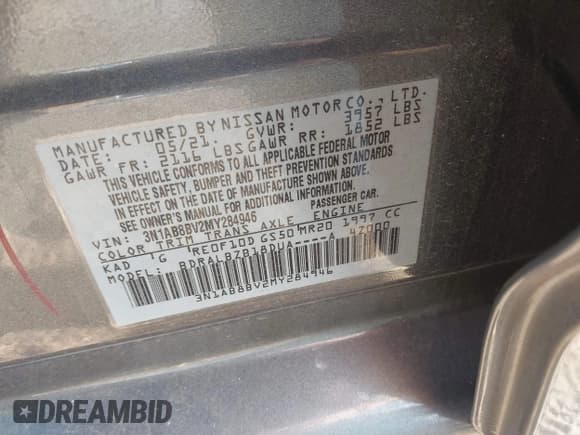 ✅ 2021 Nissan Sentra S • VIN: 3N1AB8BV2MY284946 • Lot: 43718757. Wystawiony na IAAI z przebiegiem 66 773 mil. Bezpłatny archiwum sprzedaży aukcyjnych z USA i szczegółowy raport historii pojazdu na DreamBid. Zdjęcie 9.