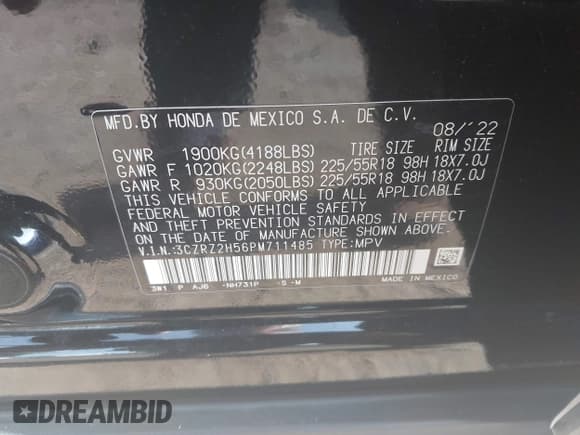 ✅ 2023 Honda HR-V Sport • VIN: 3CZRZ2H56PM711485 • Lot: 43291527. Wystawiony na IAAI z przebiegiem 66 631 mil. Bezpłatny archiwum sprzedaży aukcyjnych z USA i szczegółowy raport historii pojazdu na DreamBid. Zdjęcie 9.