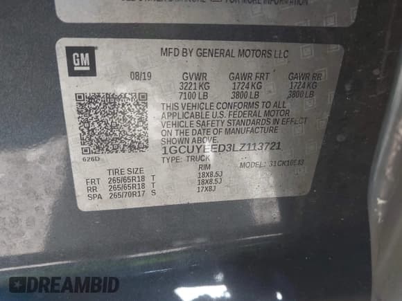 ✅ 2020 Chevrolet Silverado 1500 RST • VIN: 1GCUYEED3LZ113721 • Lot: 42639134. Wystawiony na IAAI z przebiegiem 228 411 mil. Bezpłatny archiwum sprzedaży aukcyjnych z USA i szczegółowy raport historii pojazdu na DreamBid. Zdjęcie 9.