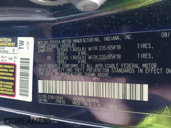 ✅ 2022 Toyota Highlander Hybrid XLE • VIN: 5TDGBRCH3NS561716 • Lot: 43162841. Listed on IAAI with 234,602 mi. Free auction sales archive from the USA and detailed vehicle history report at DreamBid. Image 9.