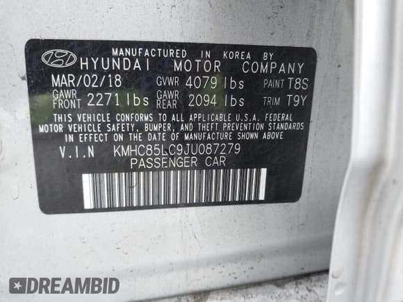 ✅ 2018 Hyundai Ioniq Limited • VIN: KMHC85LC9JU087279 • Lot: 41104562. Wystawiony na IAAI z przebiegiem 84 424 mil. Bezpłatny archiwum sprzedaży aukcyjnych z USA i szczegółowy raport historii pojazdu na DreamBid. Zdjęcie 9.