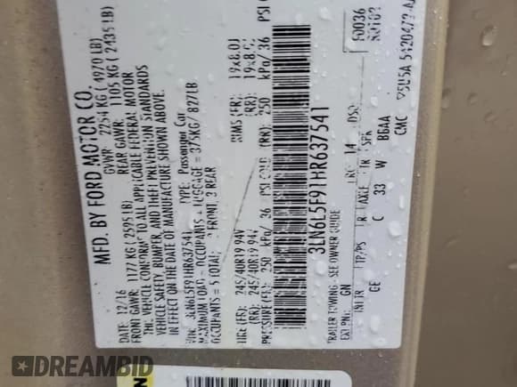 ✅ 2017 Lincoln MKZ Reserve • VIN: 3LN6L5F91HR637541 • Lot: 92937905. Wystawiony na Copart z przebiegiem 66 445 mil. Bezpłatny archiwum sprzedaży aukcyjnych z USA i szczegółowy raport historii pojazdu na DreamBid. Zdjęcie 12.