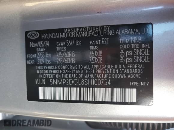 ✅ 2025 Hyundai Santa Fe SEL • VIN: 5NMP2DGL8SH100754 • Lot: 87017855. Wystawiony na Copart z przebiegiem 5 176 mil. Bezpłatny archiwum sprzedaży aukcyjnych z USA i szczegółowy raport historii pojazdu na DreamBid. Zdjęcie 14.