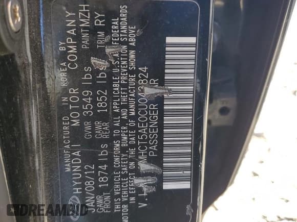 ✅ 2012 Hyundai Accent GS • VIN: KMHCT5AE0CU043824 • Лот: 80005384. Опубликован ранее на Copart с пробегом 167 221 миль. Бесплатный доступ к архиву аукционных продаж из США и подробный отчёт об истории автомобиля на DreamBid. Изображение 12.