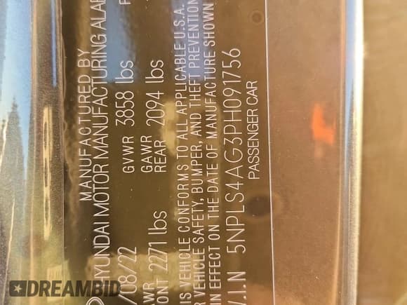 ✅ 2023 Hyundai Elantra SEL • VIN: 5NPLS4AG3PH091756 • Лот: 86311985. Опубликован ранее на Copart с пробегом 34 663 миль. Бесплатный доступ к архиву аукционных продаж из США и подробный отчёт об истории автомобиля на DreamBid. Изображение 13.