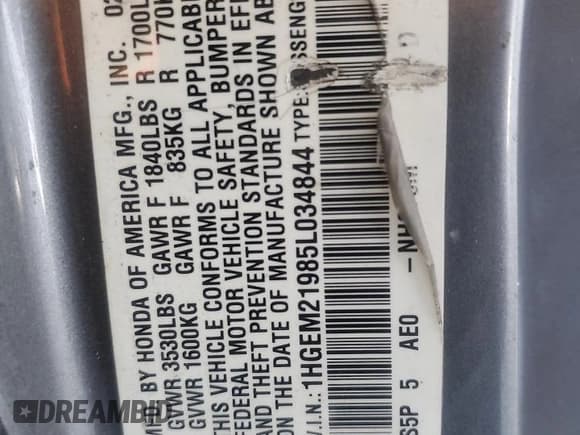 ✅ 2005 Honda Civic EX • VIN: 1HGEM21985L034844 • Lot: 69394185. Wystawiony na Copart z przebiegiem 187 780 mil. Bezpłatny archiwum sprzedaży aukcyjnych z USA i szczegółowy raport historii pojazdu na DreamBid. Zdjęcie 13.