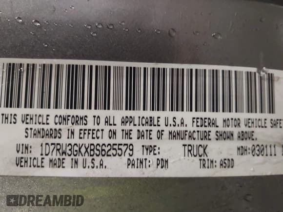 ✅ 2011 Ram Dakota Big Horn • VIN: 1D7RW3GKXBS625579 • Lot: 41845485. Listed on IAAI with 178,384 mi. Free auction sales archive from the USA and detailed vehicle history report at DreamBid. Image 9.
