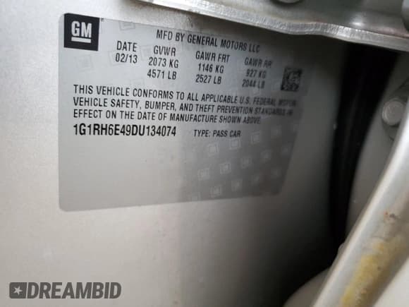 ✅ 2013 Chevrolet Volt • VIN: 1G1RH6E49DU134074 • Lot: 82249094. Wystawiony na Copart z przebiegiem 96 260 mil. Bezpłatny archiwum sprzedaży aukcyjnych z USA i szczegółowy raport historii pojazdu na DreamBid. Zdjęcie 12.