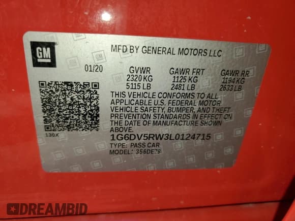 ✅ 2020 Cadillac CT5 V-Series • VIN: 1G6DV5RW3L0124715 • Lot: 63897525. Listed on Copart with Not provided. Free auction sales archive from the USA and detailed vehicle history report at DreamBid. Image 12.