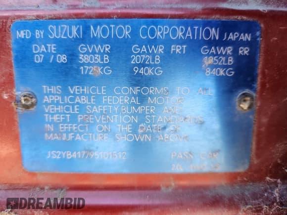 ✅ 2009 Suzuki SX4 Touring AWD • VIN: JS2YB417795101512 • Lot: 87224405. Wystawiony na Copart z przebiegiem 144 763 mil. Bezpłatny archiwum sprzedaży aukcyjnych z USA i szczegółowy raport historii pojazdu na DreamBid. Zdjęcie 13.