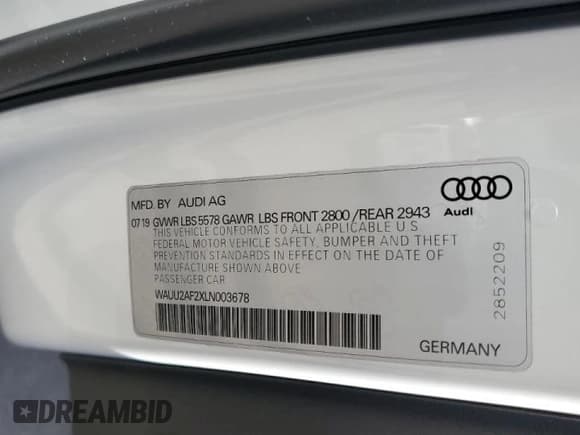 ✅ 2020 Audi A7 Premium Plus • VIN: WAUU2AF2XLN003678 • Lot: 67271893. Listed on Copart with 33,856 mi. Free auction sales archive from the USA and detailed vehicle history report at DreamBid. Image 12.