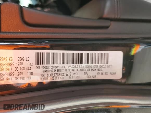 ✅ 2020 Jeep Grand Cherokee Limited X • VIN: 1C4RJEBG0LC113218 • Lot: 62723695. Listed on Copart with 107,211 mi. Free auction sales archive from the USA and detailed vehicle history report at DreamBid. Image 13.