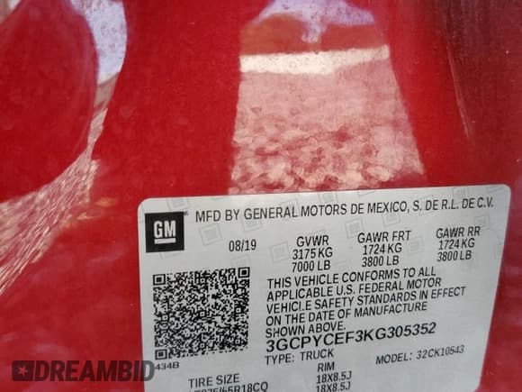 ✅ 2019 Chevrolet Silverado 1500 Custom Trail Boss • VIN: 3GCPYCEF3KG305352 • Lot: 90046115. Wystawiony na Copart z przebiegiem 93 974 mil. Bezpłatny archiwum sprzedaży aukcyjnych z USA i szczegółowy raport historii pojazdu na DreamBid. Zdjęcie 12.