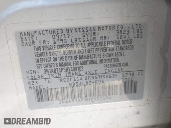 ✅ 2017 Nissan Sentra S • VIN: 3N1AB7AP3HY409102 • Lot: 43073487. Wystawiony na IAAI z przebiegiem Nie podano. Bezpłatny archiwum sprzedaży aukcyjnych z USA i szczegółowy raport historii pojazdu na DreamBid. Zdjęcie 9.