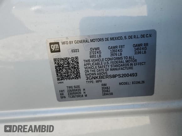 ✅ 2023 Chevrolet Blazer RS • VIN: 3GNKBERS8PS200493 • Лот: 85870505. Опубликован ранее на Copart с пробегом Не указан. Бесплатный доступ к архиву аукционных продаж из США и подробный отчёт об истории автомобиля на DreamBid. Изображение 13.