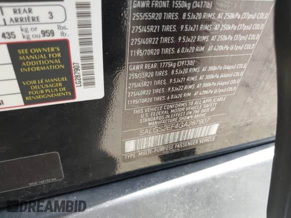 ✅ 2016 Land Rover Range Rover Supercharged • VIN: SALGS2EF4GA287907 • Lot: 42172778. Listed on IAAI with 61,119 mi. Free auction sales archive from the USA and detailed vehicle history report at DreamBid. Image 9.