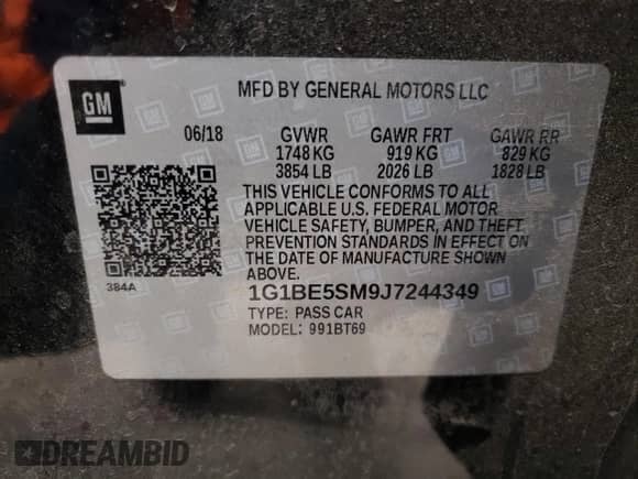 ✅ 2018 Chevrolet Cruze LT • VIN: 1G1BE5SM9J7244349 • Lot: 64478042. Wystawiony na Copart z przebiegiem 72 583 mil mil. Skorzystaj z bezpłatnego archiwum sprzedaży aukcyjnych z USA i zobacz szczegółowy raport historii pojazdu na DreamBid. Zdjęcie 10.