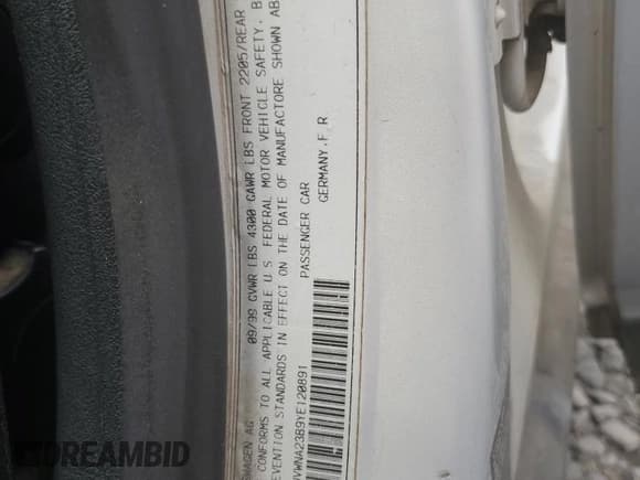 ✅ 2000 Volkswagen Passat • VIN: WVWNA23B9YE120891 • Лот: 70514105. Опубликован ранее на Copart с пробегом 269 686 миль. Бесплатный доступ к архиву аукционных продаж из США и подробный отчёт об истории автомобиля на DreamBid. Изображение 12.