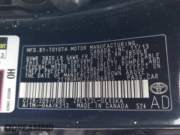 ✅ 2014 Toyota Corolla L • VIN: 2T1BURHE2EC066855 • Lot: 43759652. Wystawiony na IAAI z przebiegiem 202 693 mil. Bezpłatny archiwum sprzedaży aukcyjnych z USA i szczegółowy raport historii pojazdu na DreamBid. Zdjęcie 9.