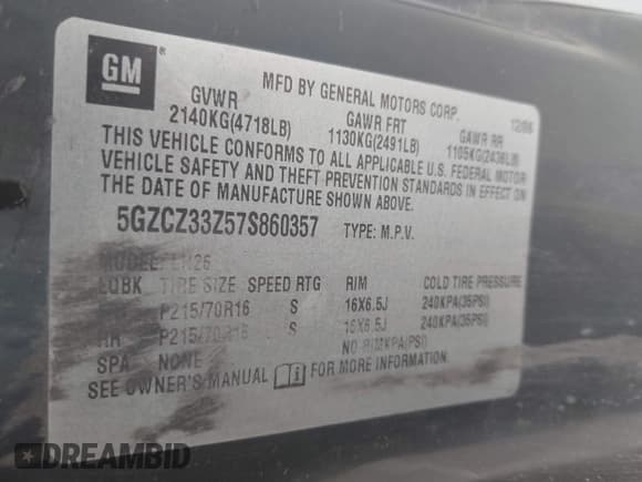 ✅ 2007 Saturn VUE I4 Hybrid • VIN: 5GZCZ33Z57S860357 • Lot: 41574483. Wystawiony na IAAI z przebiegiem 174 436 mil. Bezpłatny archiwum sprzedaży aukcyjnych z USA i szczegółowy raport historii pojazdu na DreamBid. Zdjęcie 9.