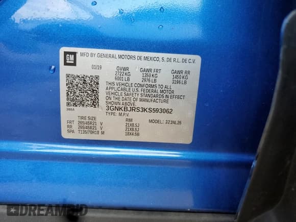 ✅ 2019 Chevrolet Blazer RS • VIN: 3GNKBJRS3KS593062 • Лот: 86661555. Опубликован ранее на Copart с пробегом 104 361 миль. Бесплатный доступ к архиву аукционных продаж из США и подробный отчёт об истории автомобиля на DreamBid. Изображение 12.