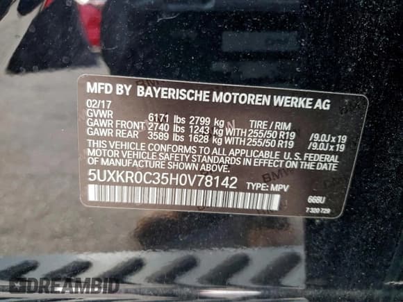 ✅ 2017 BMW X5 xDrive35i • VIN: 5UXKR0C35H0V78142 • Lot: 96129585. Listed on Copart with 43,161 mi. Free auction sales archive from the USA and detailed vehicle history report at DreamBid. Image 13.