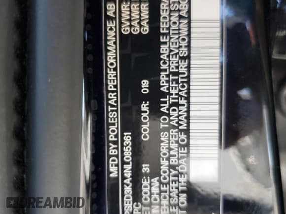 ✅ 2022 Polestar 2 • VIN: LPSED3KA4NL085361 • Lot: 70908215. Listed on Copart with 25,370 mi. Free auction sales archive from the USA and detailed vehicle history report at DreamBid. Image 13.