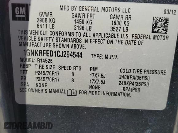 ✅ 2012 Chevrolet Traverse LS • VIN: 1GNKRFED1CJ294544 • Lot: 71978274. Wystawiony na Copart z przebiegiem 169 888 mil. Bezpłatny archiwum sprzedaży aukcyjnych z USA i szczegółowy raport historii pojazdu na DreamBid. Zdjęcie 13.