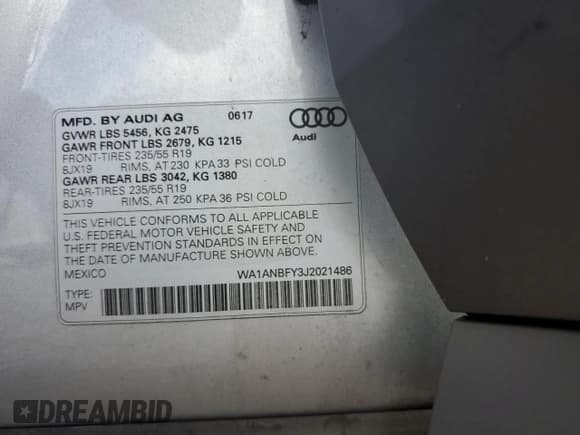 ✅ 2018 Audi Q5 • VIN: WA1ANBFY3J2021486 • Лот: 65737495. Опубликован ранее на Copart с пробегом 115 201 миль. Бесплатный доступ к архиву аукционных продаж из США и подробный отчёт об истории автомобиля на DreamBid. Изображение 13.