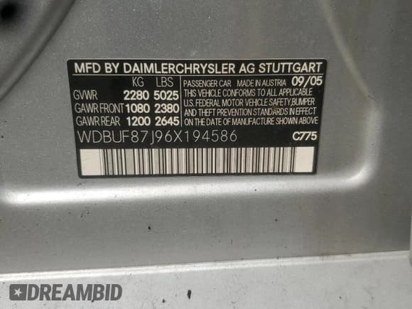 ✅ 2006 Mercedes-Benz E 350 • VIN: WDBUF87J96X194586 • Лот: 68392285. Опубликован ранее на Copart с пробегом Не указан. Бесплатный доступ к архиву аукционных продаж из США и подробный отчёт об истории автомобиля на DreamBid. Изображение 12.