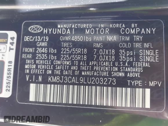 ✅ 2020 Hyundai Tucson Ultimate • VIN: KM8J3CAL9LU203273 • Lot: 41842619. Listed on IAAI with 72,071 mi. Free auction sales archive from the USA and detailed vehicle history report at DreamBid. Image 9.