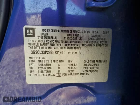 2008 Saturn VUE XE с VIN 3GSCL33P28S573120, выставлен на аукционе Copart как лот 82390314 с пробегом 101 955 миль миль и Списание • Salvage title. История ставок и продаж доступна на DreamBid. Изображение 15.